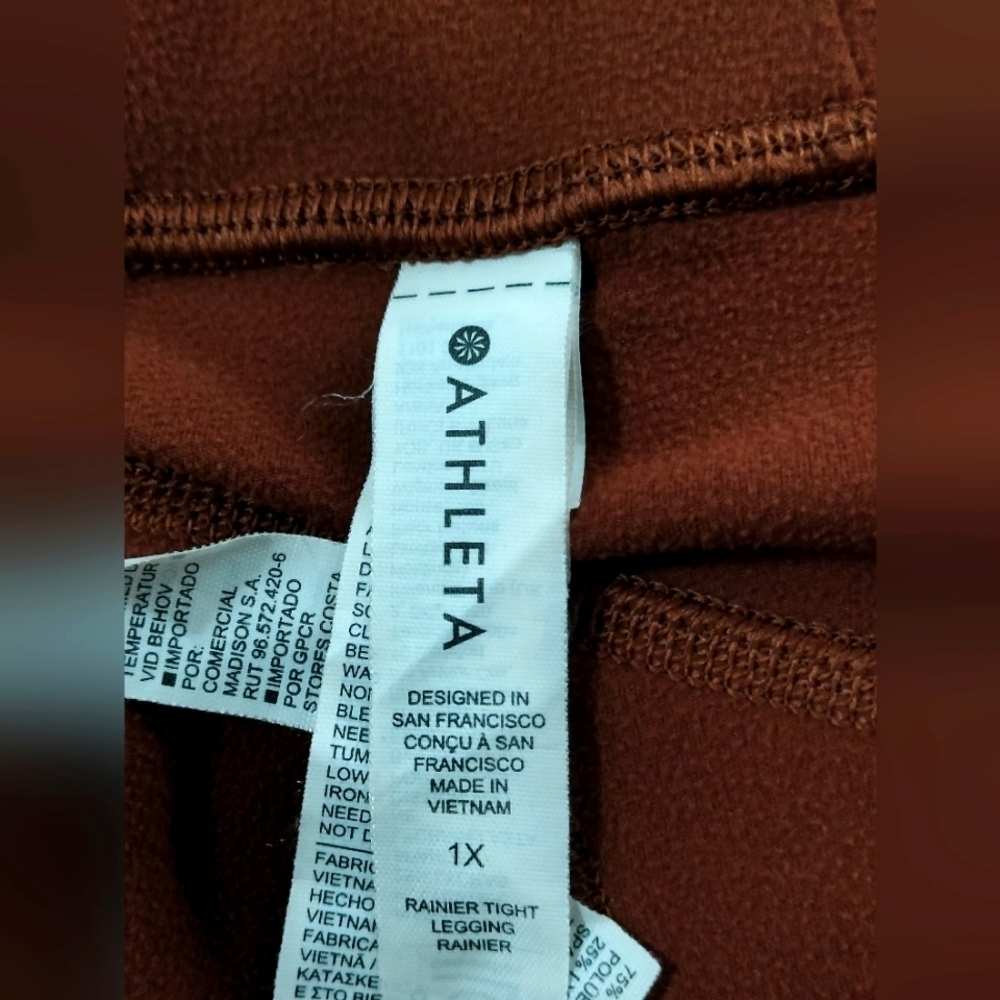 Athleta Rainier Plush Tight 1X Supersonic Dried Cinnamon Fleece Lined Leggings - Picture 10 of 11